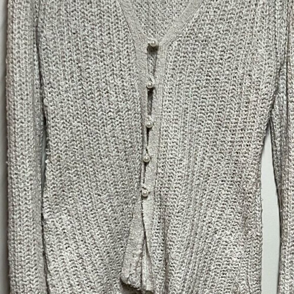 Something Navy Cozy Soft Chunky Knit Pearl Button Cardigan Sz L - Picture 6 of 6